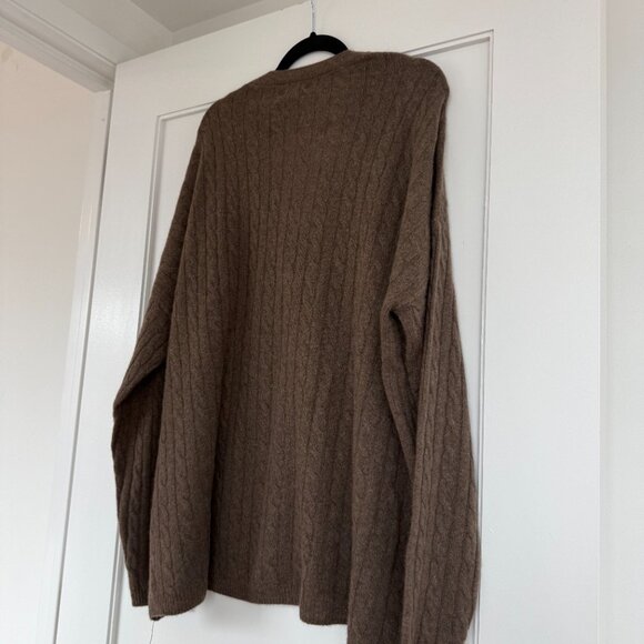 NWT Reformation Giusta Cardigan Sweater Dachshund Brown Cable Knit Cashmere - Picture 8 of 9